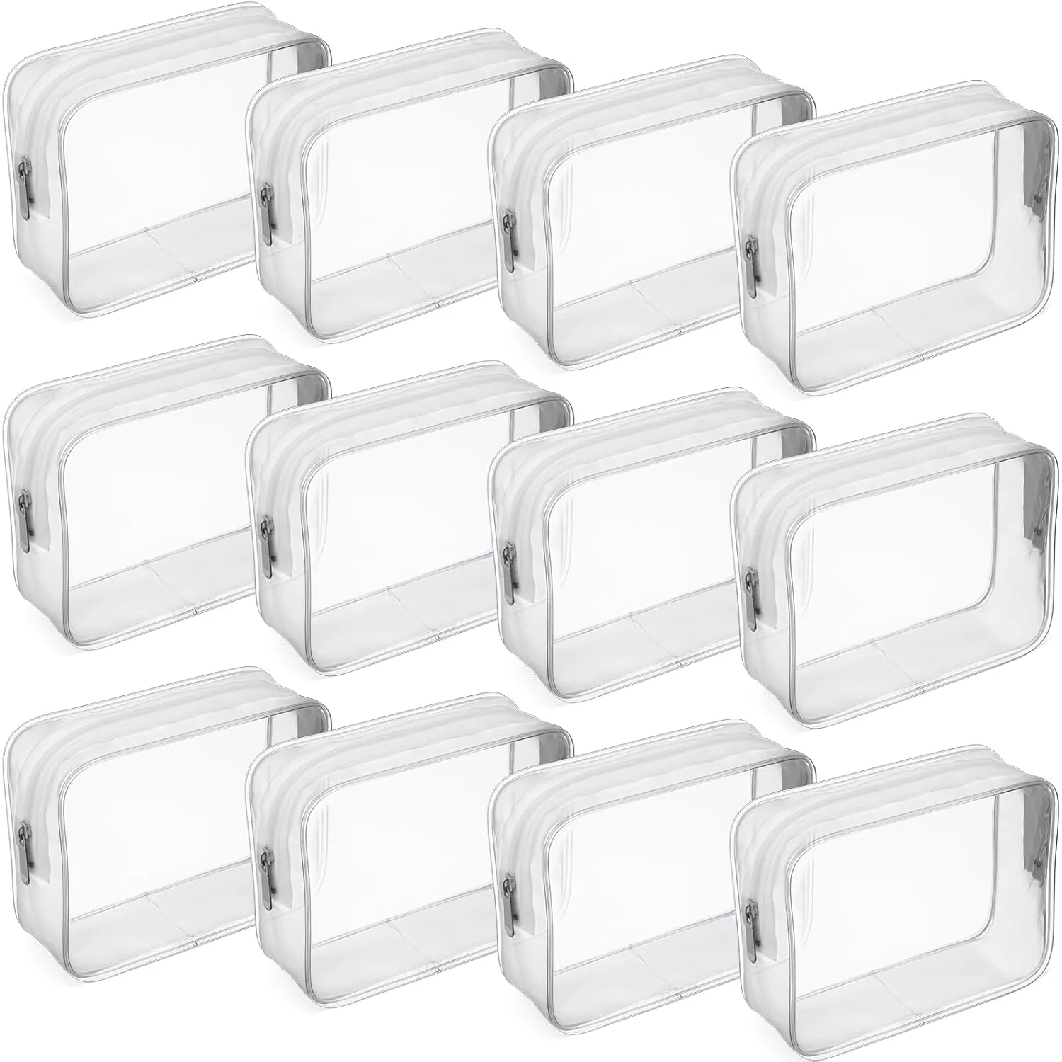 Weewooday 12 Pieces Clear Makeup Bags Cosmetic Storage Bags PVC Zipper Pouches Travel Waterproof Makeup Plastic Case for Women Organizing Toiletries Traveling Bathroom