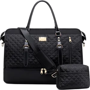 Weitars Weekender Bag Overnight Bags for Women,Duffel Bags for Travel Gym with Shoe Compartment with Toiletry Bags, Large Carry On Hospital Bag for Women Weekend,Getaway,Sport,Workout (Black)