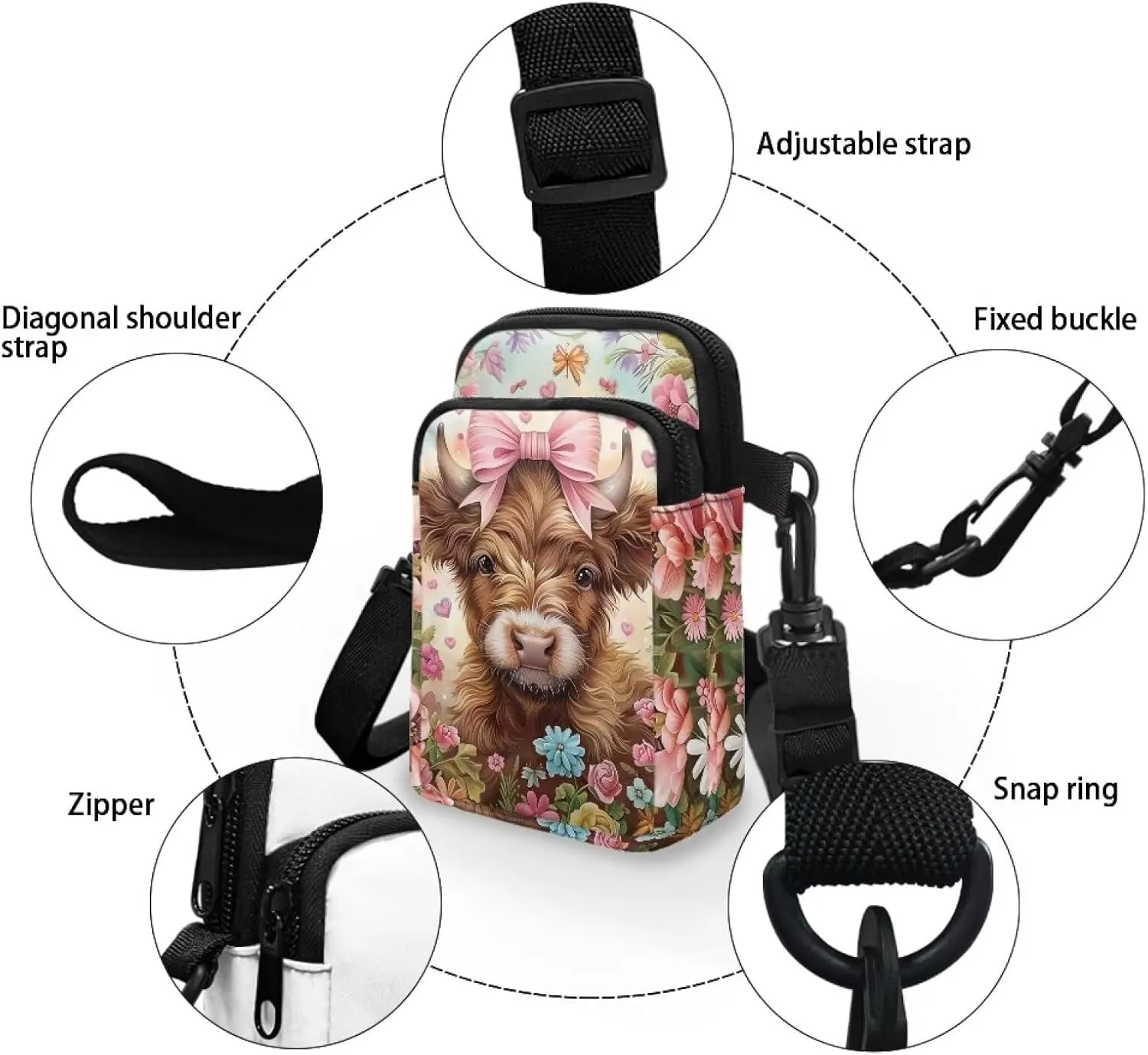WELLFLYHOM Small Crossbody Bag for Women Phone Purse Messenger Pouch Mini Shoulder Handbag