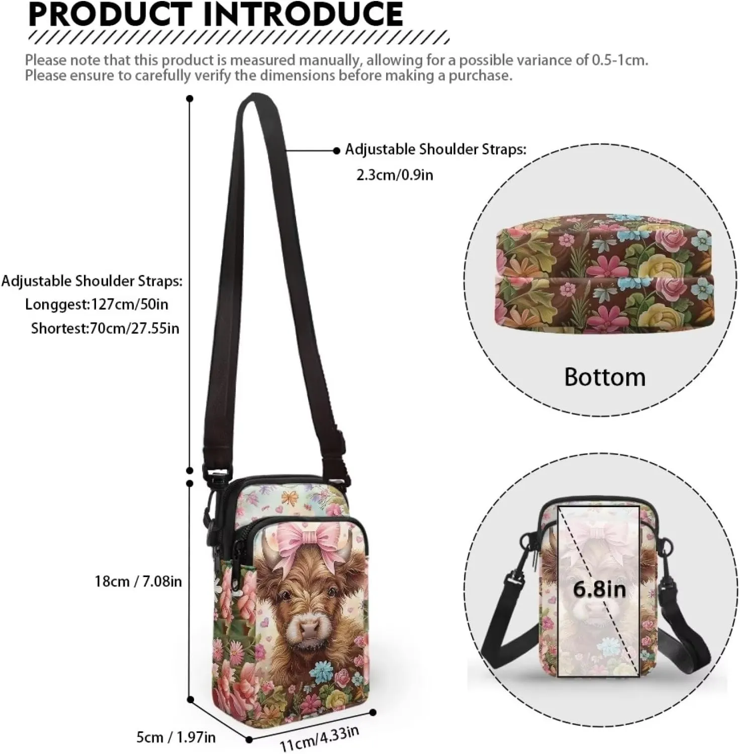 WELLFLYHOM Small Crossbody Bag for Women Phone Purse Messenger Pouch Mini Shoulder Handbag