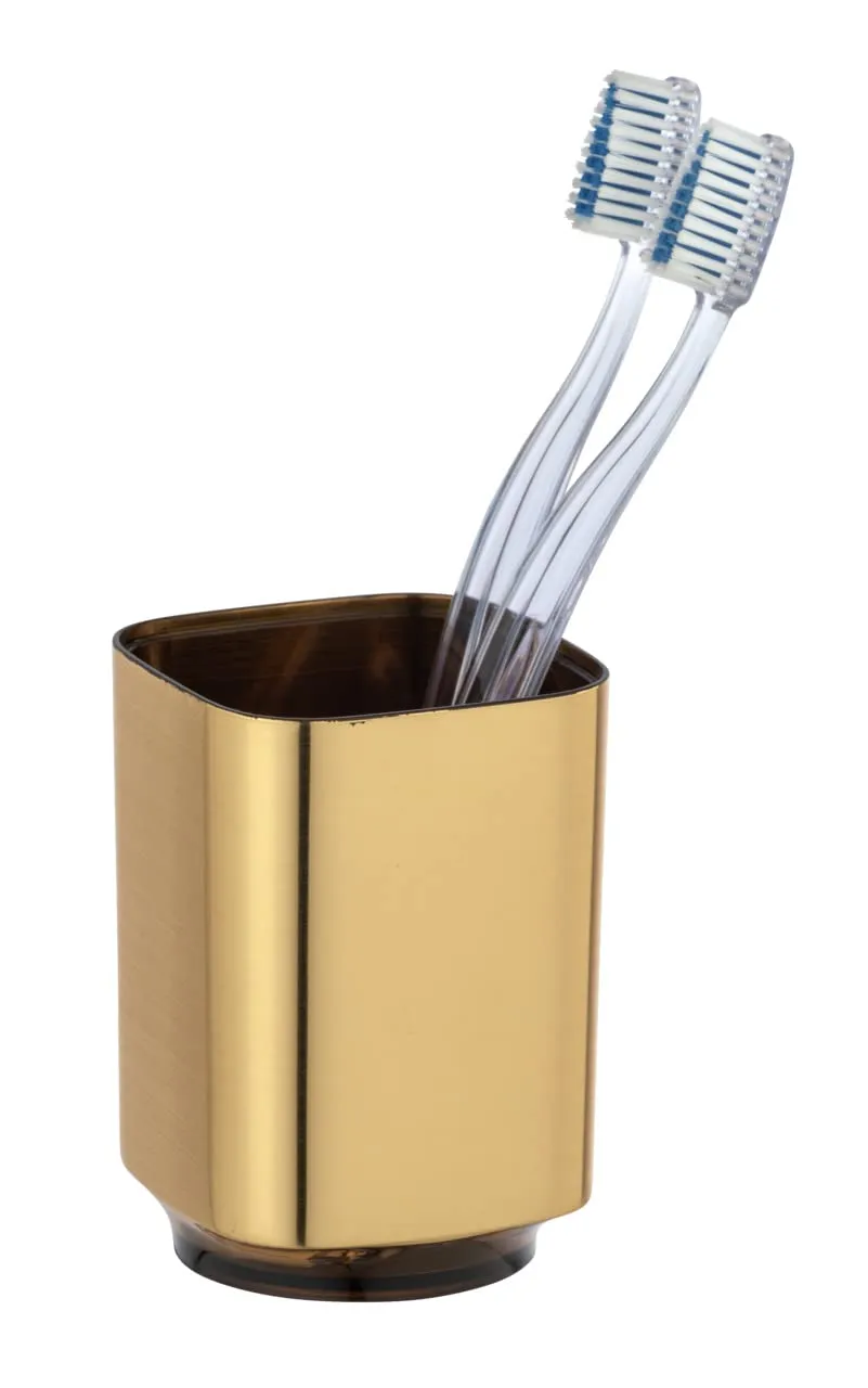 WENKO Auron Gold Holder for Toothbrush and Toothpaste, 10 x 7 x 7 cm