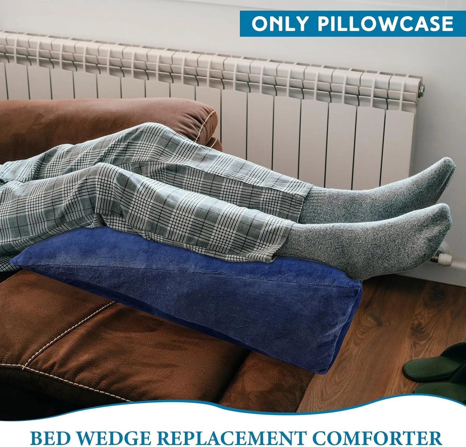 Wesiti 2 Pcs Wedge Pillow Cover for Bed Pillow Case Fits Wedges up for Home Sleeping Supplies, Only Pillowcase(27 x 27 x 8 Inch,Navy Blue)