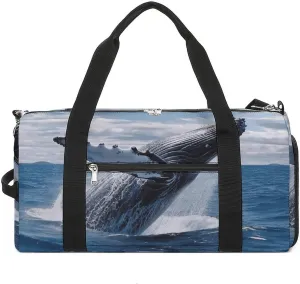 Whale Above Sea Water in The Ocean Gym Bag for Men Women Water Resistant Duffle Bag Travel Lightweight Bag for Travel Sports