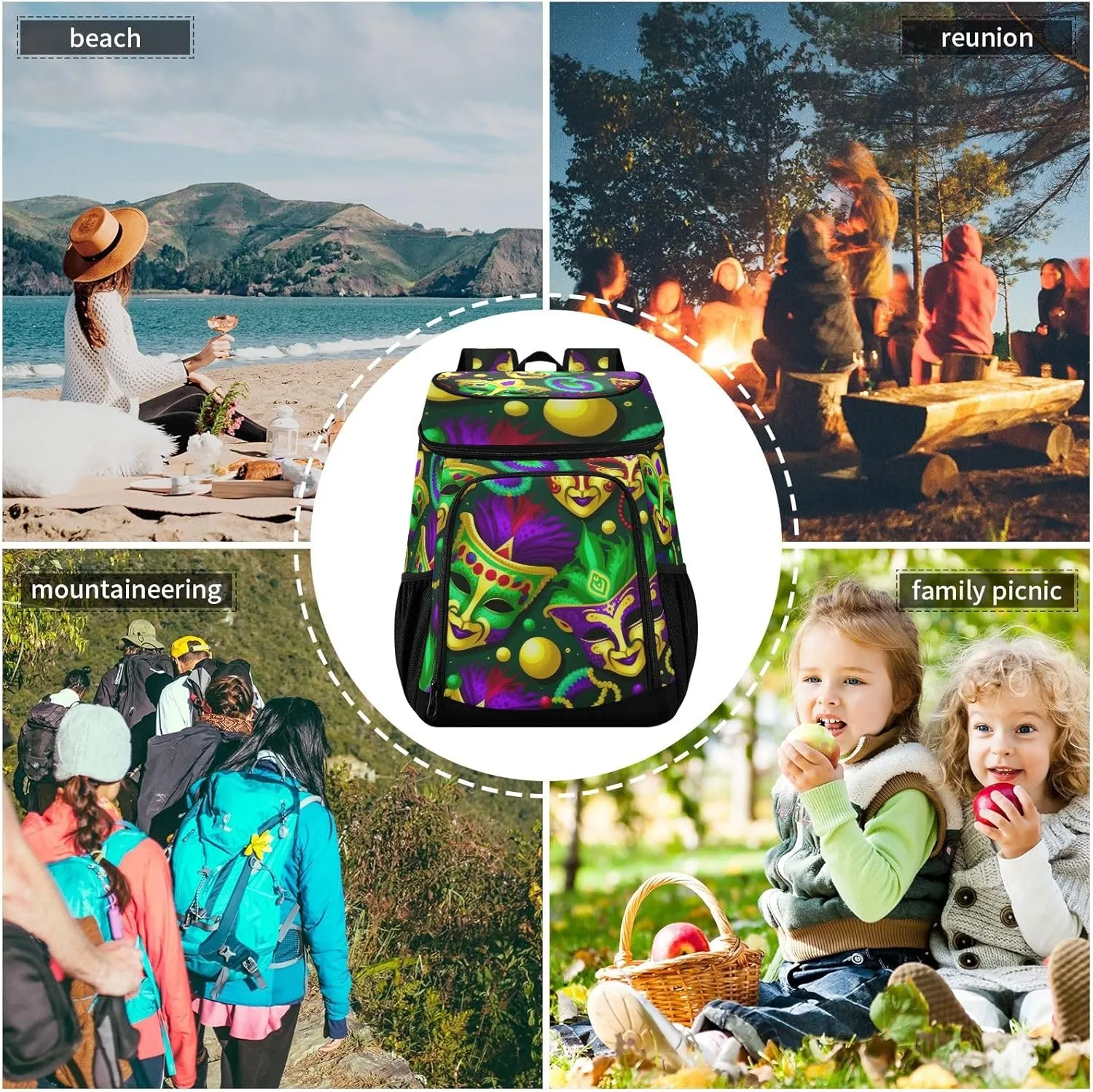 Whimsical Flowers 36 Cans Backpack Cooler Waterproof Camping Cooler Mens Lunch Backpack