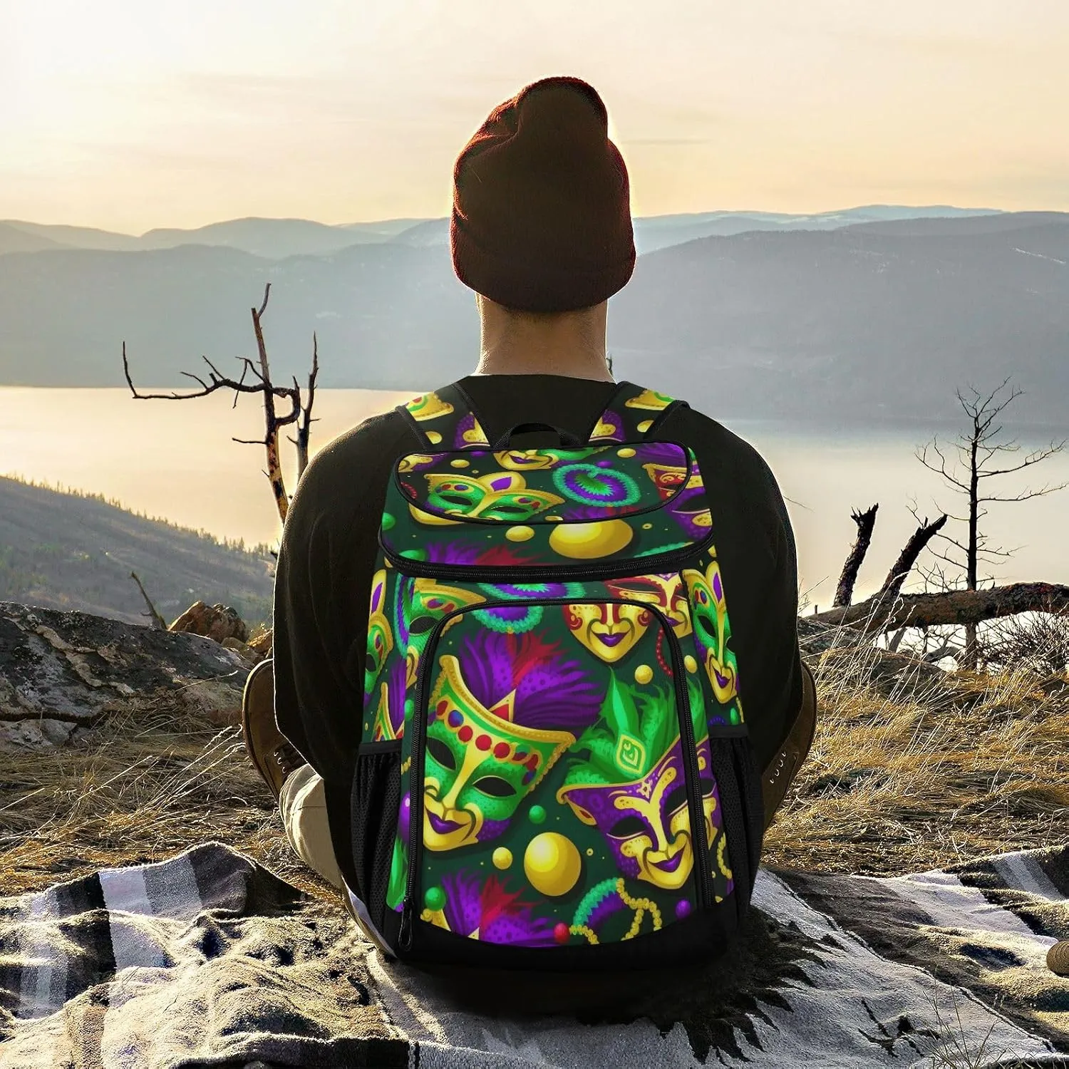 Whimsical Flowers 36 Cans Backpack Cooler Waterproof Camping Cooler Mens Lunch Backpack