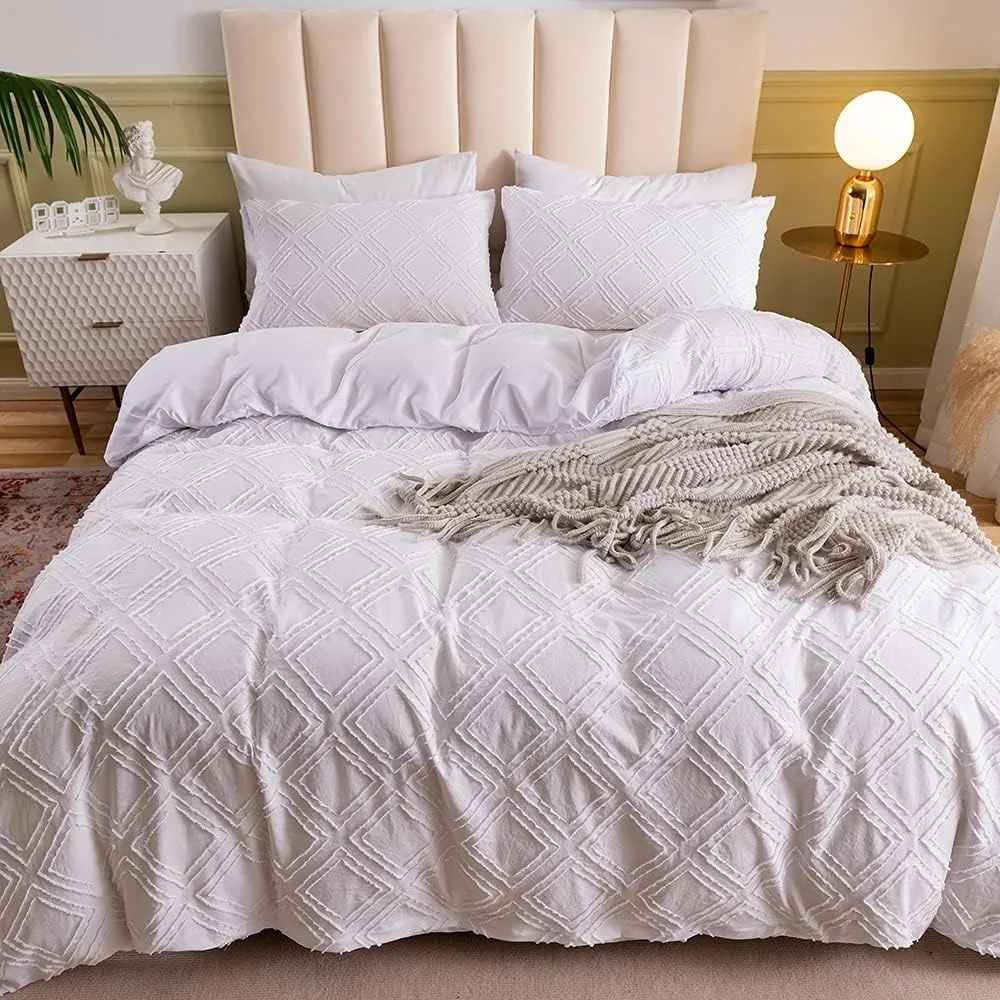 White Cotton 3pc Duvet Cover Set with Zipper Closure 1 Duvet Cover 2 Pillowcases Ultra Soft Hotel Quality Home Bedding Duvet Cover (Color : C, Size : Full 200X230cm(79X90inch)) (B Twin 168X230cm(66X9