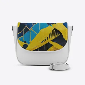 White Messenger Crossbody Chevron