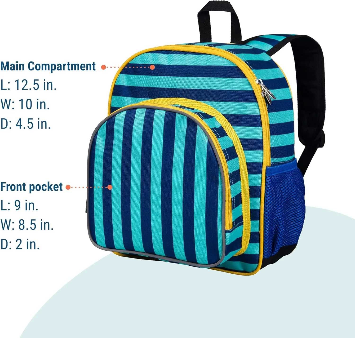 Wildkin 12-inch Kids Backpack – Padded, Adjustable, Ideal for Daycare & Travel - Blue Stripes