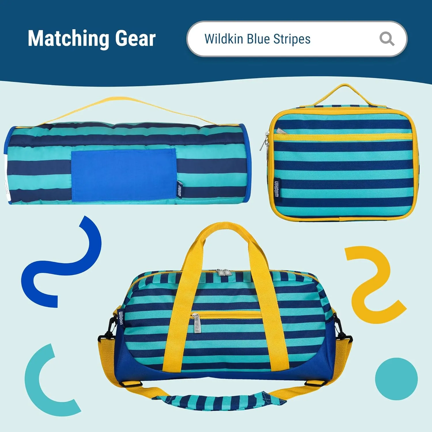Wildkin 12-inch Kids Backpack – Padded, Adjustable, Ideal for Daycare & Travel - Blue Stripes
