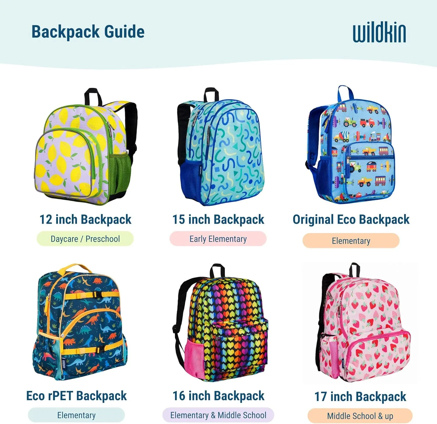 Wildkin 12-inch Kids Backpack – Padded, Adjustable, Ideal for Daycare & Travel - Blue Stripes
