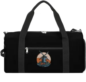 Windmill in Holand Gym Bag Travel Duffel Bag Sports Tote Bag Workout Bag Weekender Bag for Women Men