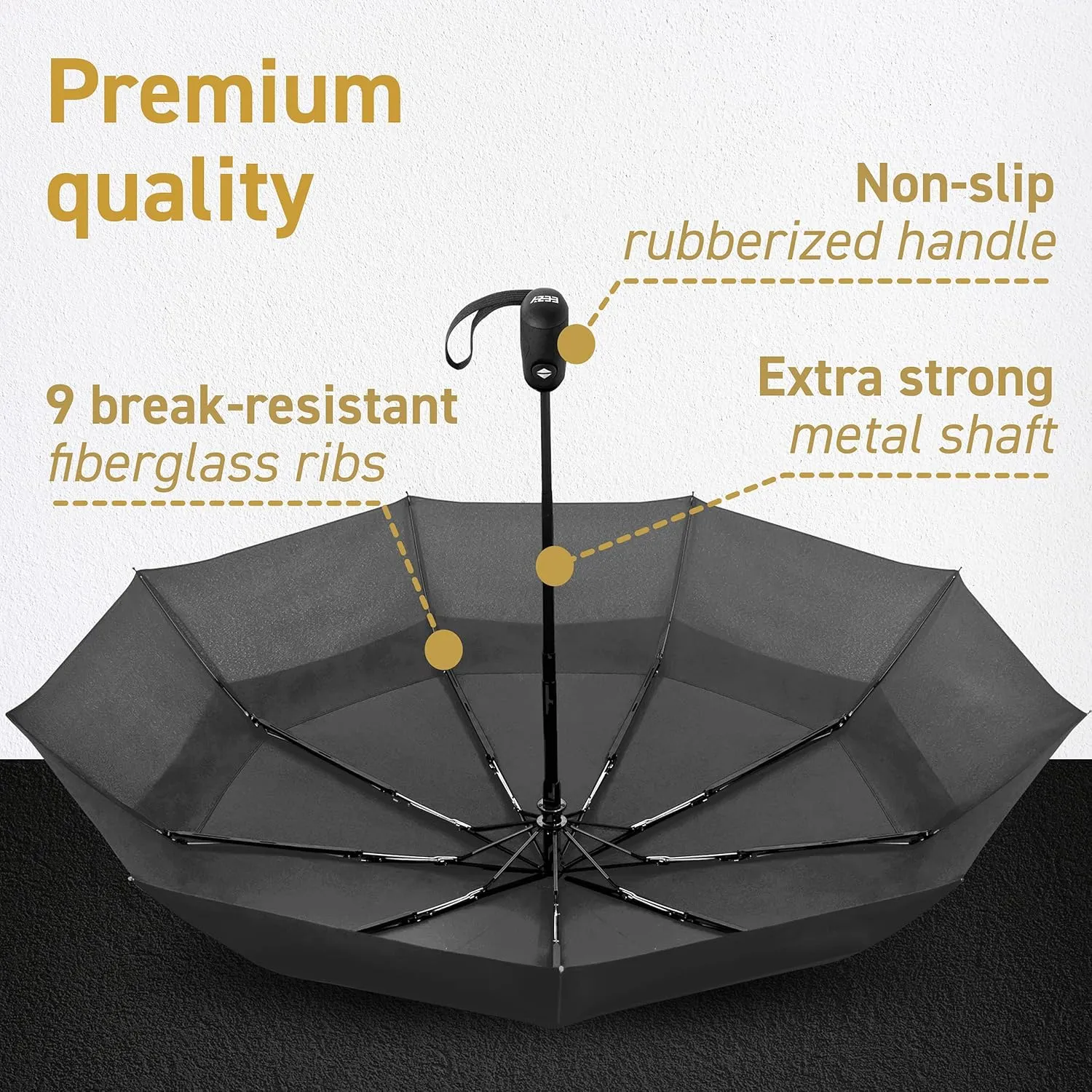 Windproof Travel Umbrellas for Rain - Lightweight, Strong, Compact with & Easy Auto Open/Close Button for Single Hand Use - Double Vented Canopy for Men & Women