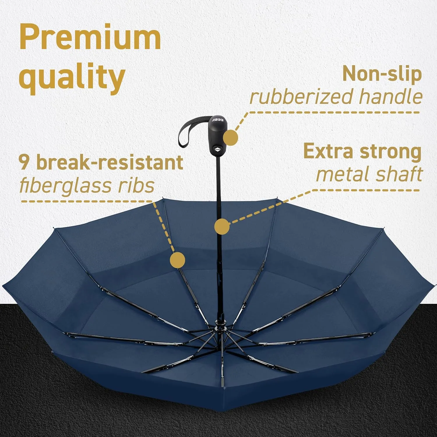Windproof Travel Umbrellas for Rain - Lightweight, Strong, Compact with & Easy Auto Open/Close Button for Single Hand Use - Double Vented Canopy for Men & Women