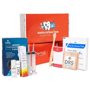 Wisdom Teeth Recovery Kit | Reusable Head Wrap with Ice Packs | Oral Irrigation Syringe, Salt Water Rinse, Gauze, Tea Bags, Electrolytes, Toothbrush