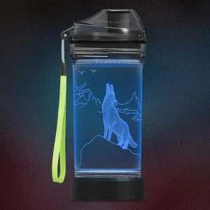 Wolf Gifts, Light Up 3D Wolf Water Bottle with 14oz Tritan BPA Free, Best Wolves Gift for Boys Girls Kids on Birthday Christmas Holiday