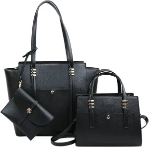 Women Fashion Handbags Tote Bag Shoulder Bags Wallet Messenger Bag for Ladies 3 Pcs Set