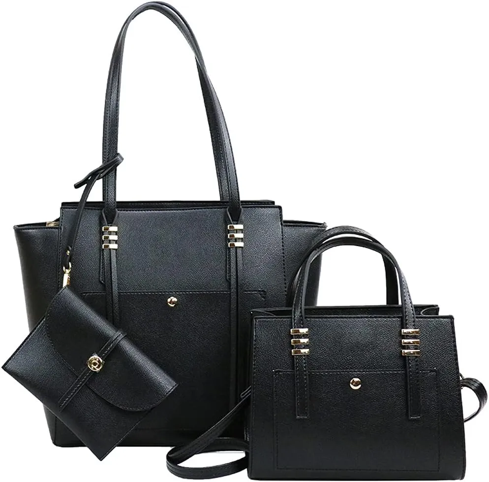 Women Fashion Handbags Tote Bag Shoulder Bags Wallet Messenger Bag for Ladies 3 Pcs Set