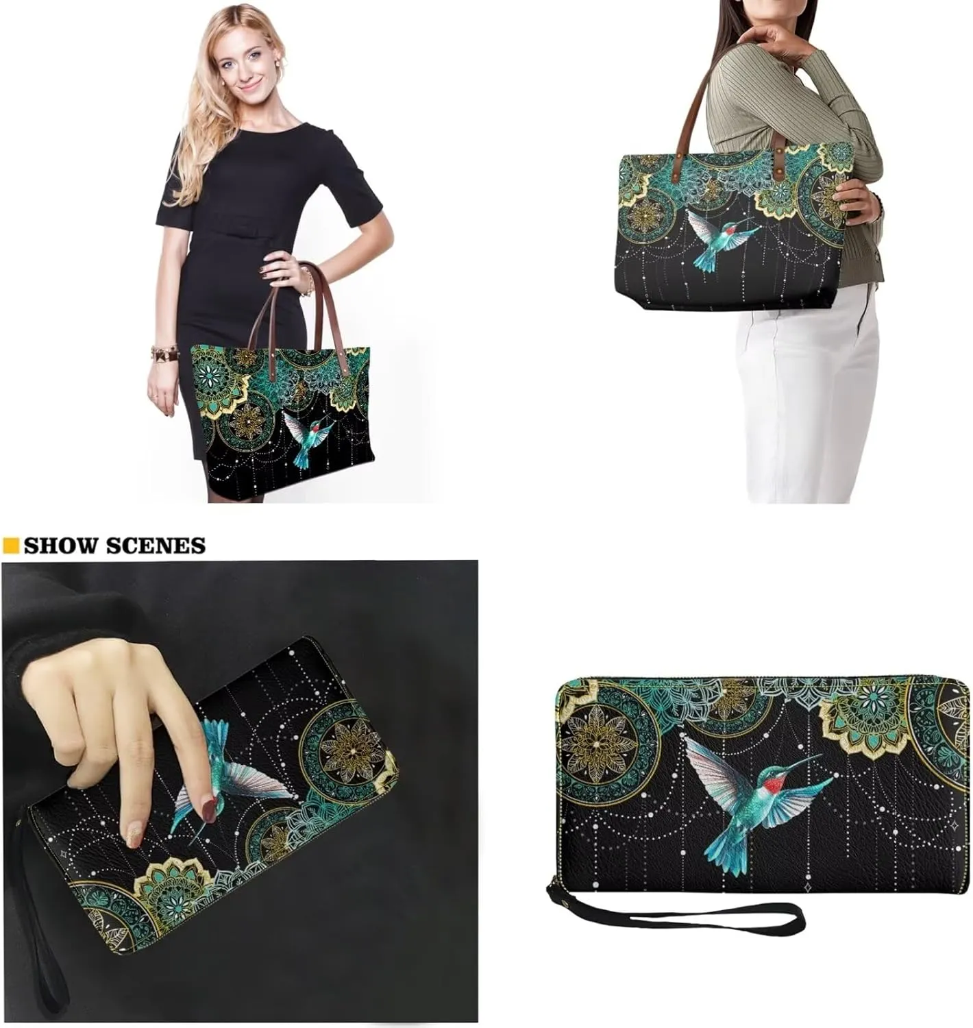 Women Handbags Wallet Tote Bag Shoulder Bag Top Handle Satchel Purse Set 2pcs