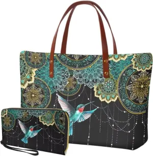 Women Handbags Wallet Tote Bag Shoulder Bag Top Handle Satchel Purse Set 2pcs