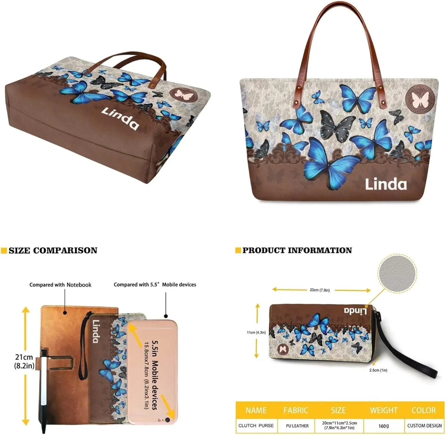 Women Handbags Wallet Tote Bag Shoulder Bag Top Handle Satchel Purse Set 2pcs
