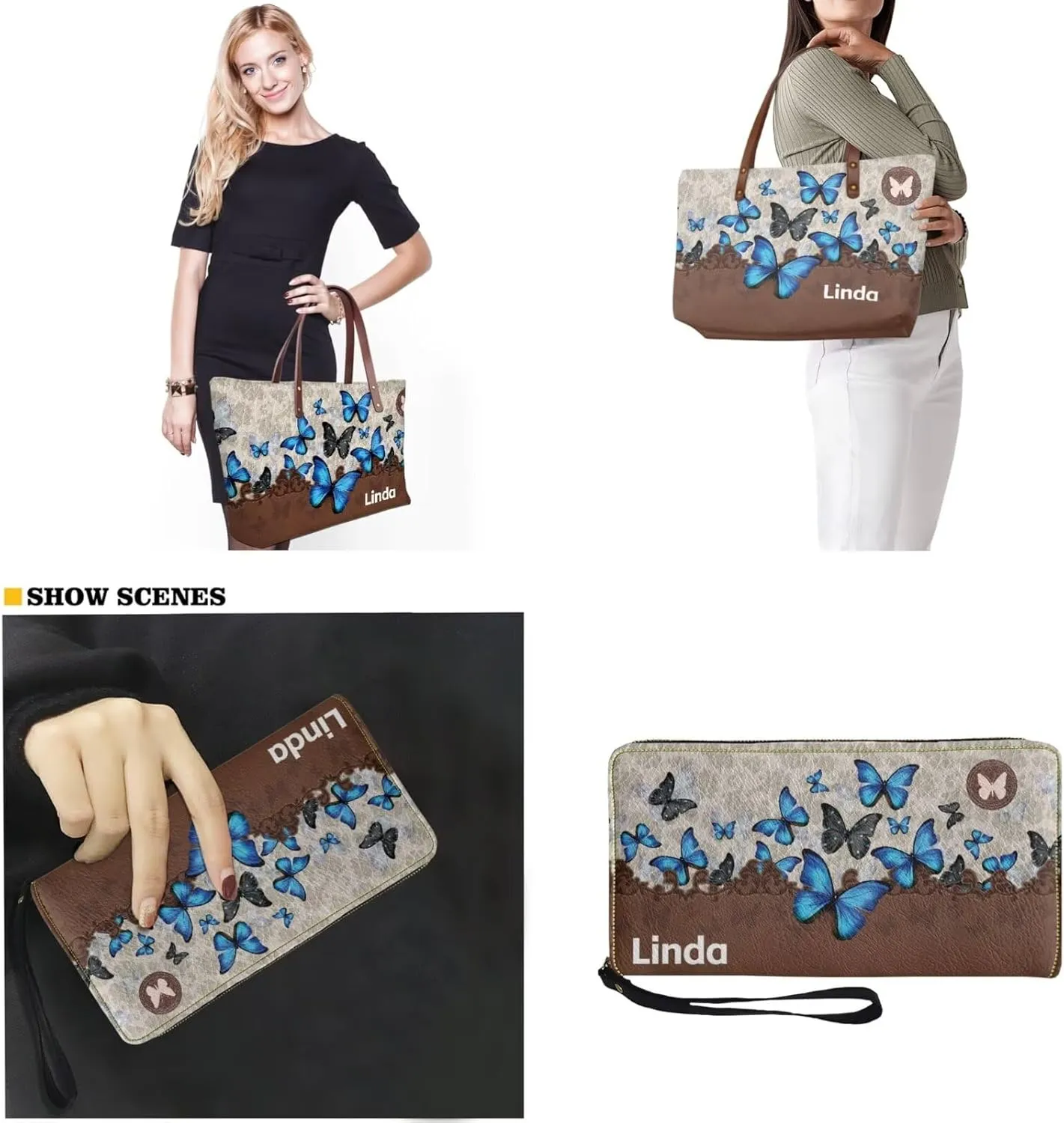 Women Handbags Wallet Tote Bag Shoulder Bag Top Handle Satchel Purse Set 2pcs