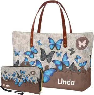 Women Handbags Wallet Tote Bag Shoulder Bag Top Handle Satchel Purse Set 2pcs