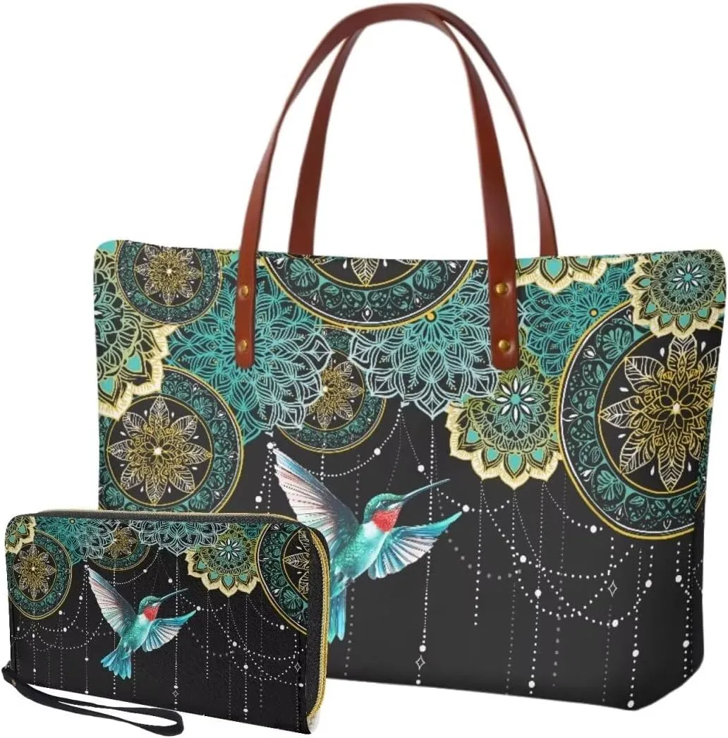 Women Handbags Wallet Tote Bag Shoulder Bag Top Handle Satchel Purse Set 2pcs