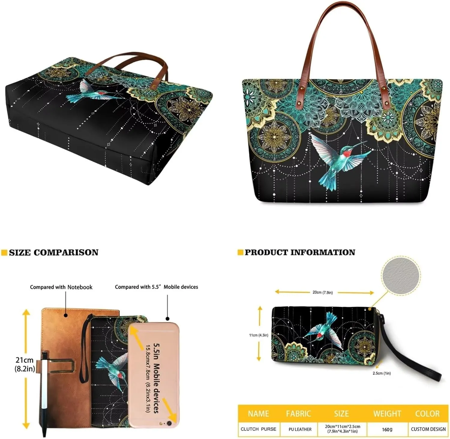 Women Handbags Wallet Tote Bag Shoulder Bag Top Handle Satchel Purse Set 2pcs