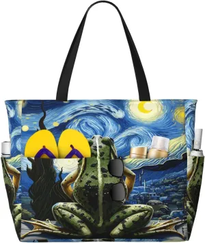 Women Large Beach Bag Travel Weekender Foldable Tote Bag for Pool Beach Vacation Gym
