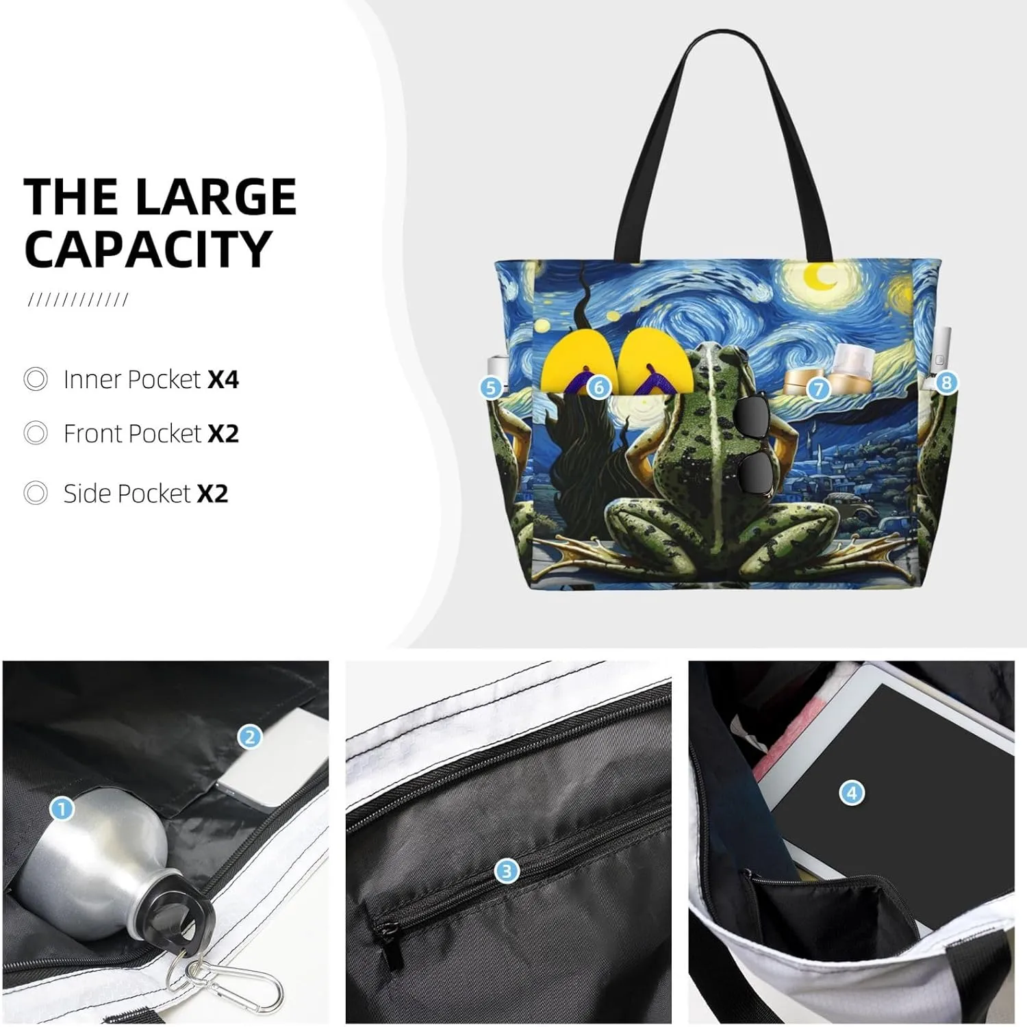 Women Large Beach Bag Travel Weekender Foldable Tote Bag for Pool Beach Vacation Gym