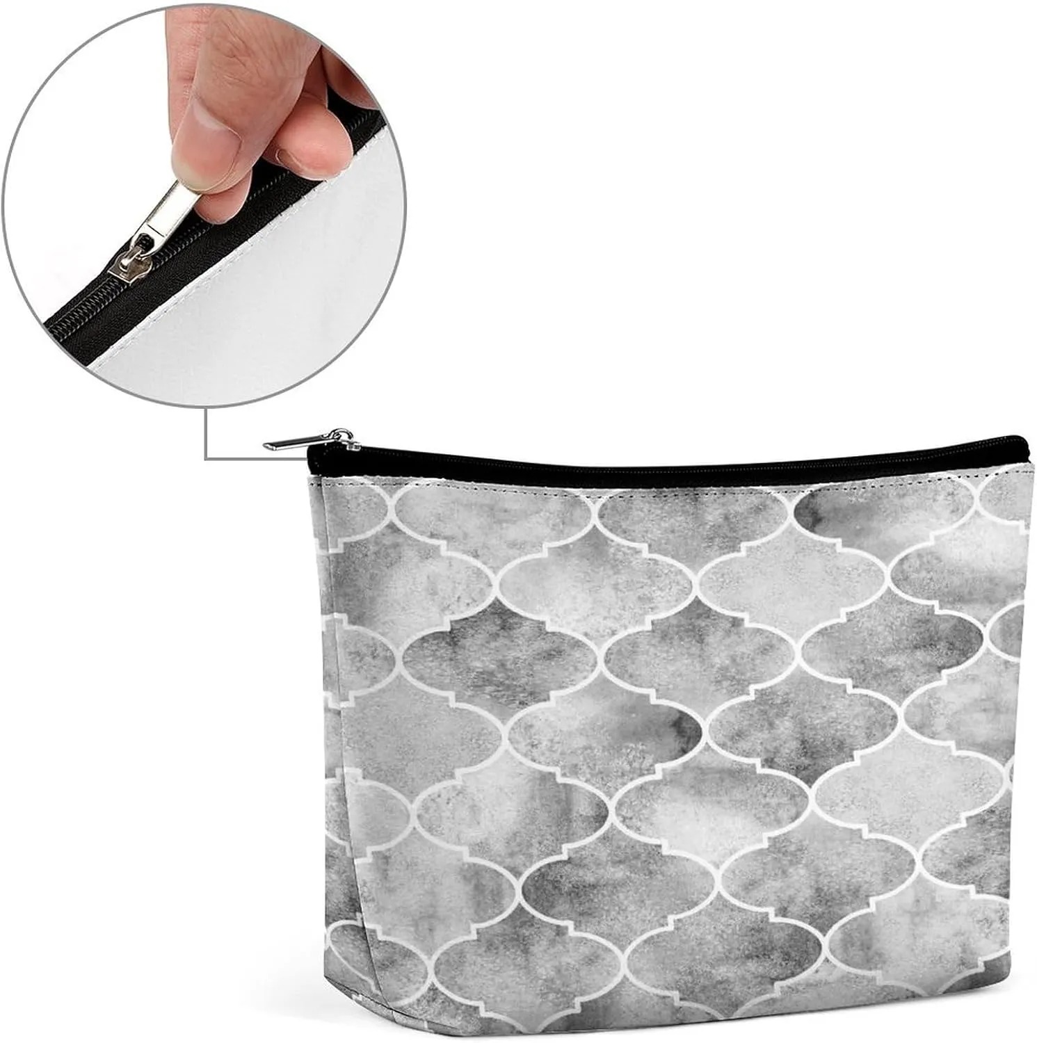 Women PU Leather Cosmetic Bag, Makeup Case Purse Holder Zipper Pouch Handbag Organizer Toiletry Storage 6.8x5.9x2.3 in
