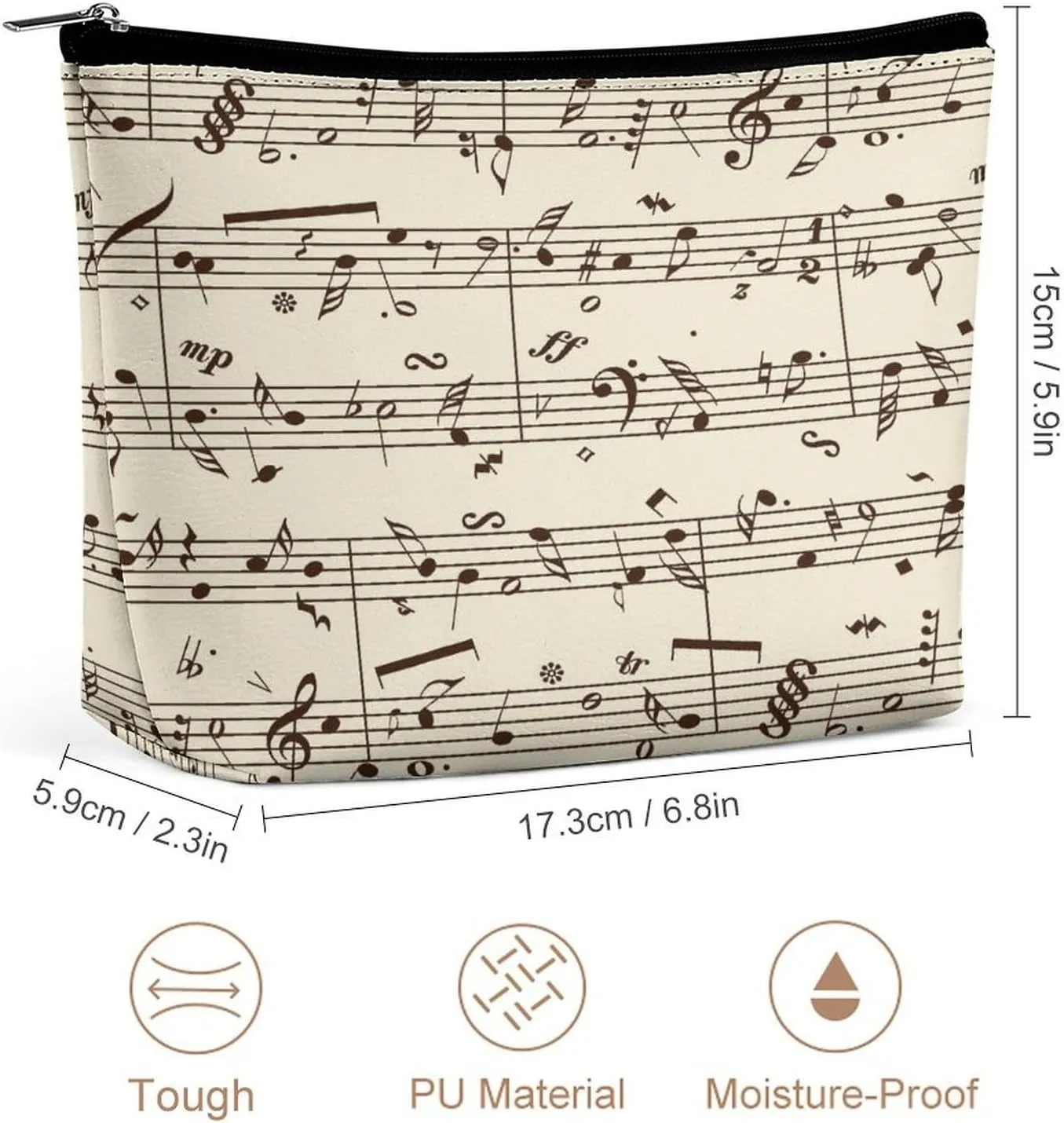 Women PU Leather Cosmetic Bag, Makeup Case Purse Holder Zipper Pouch Handbag Organizer Toiletry Storage 6.8x5.9x2.3 in