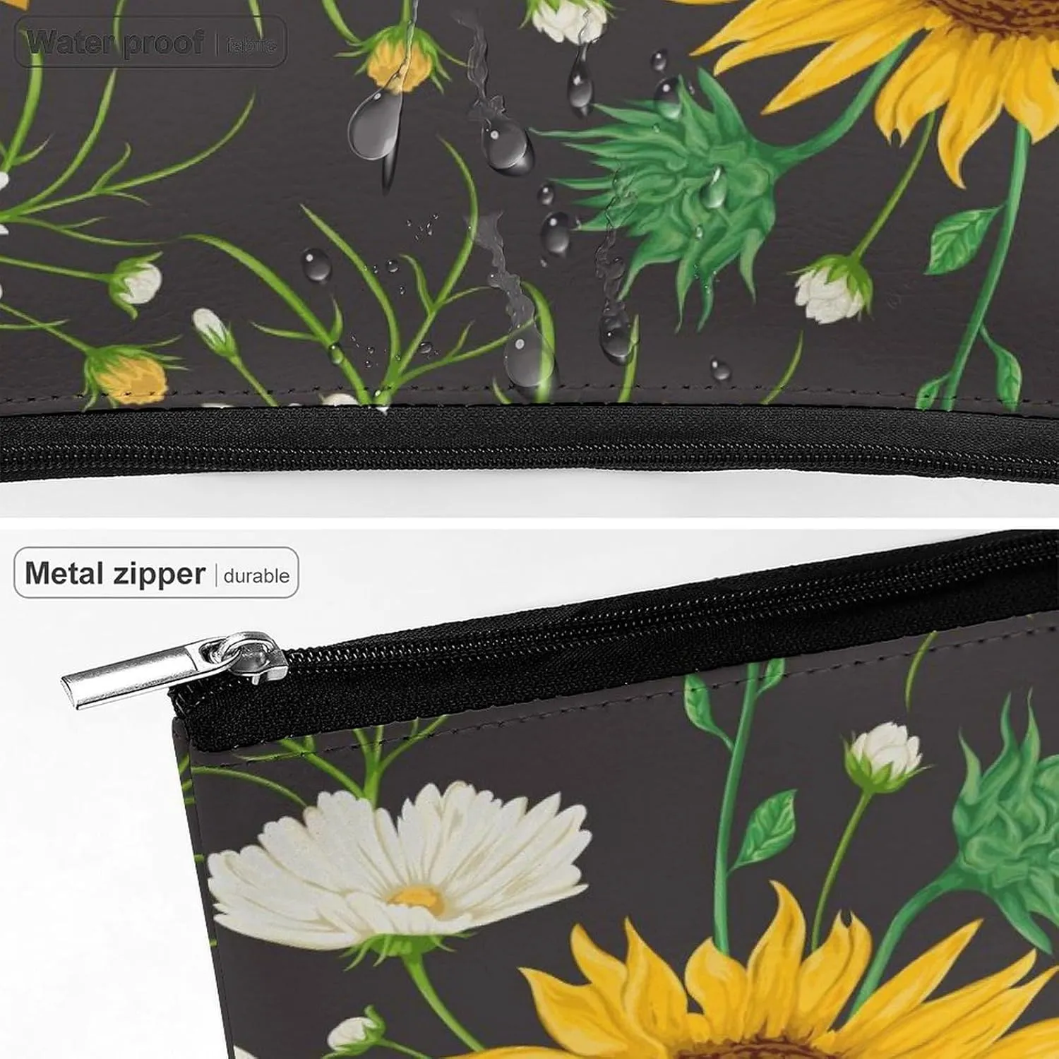 Women PU Leather Cosmetic Bag, Makeup Case Purse Holder Zipper Pouch Handbag Organizer Toiletry Storage 6.8x5.9x2.3 in