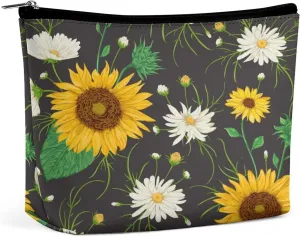 Women PU Leather Cosmetic Bag, Makeup Case Purse Holder Zipper Pouch Handbag Organizer Toiletry Storage 6.8x5.9x2.3 in