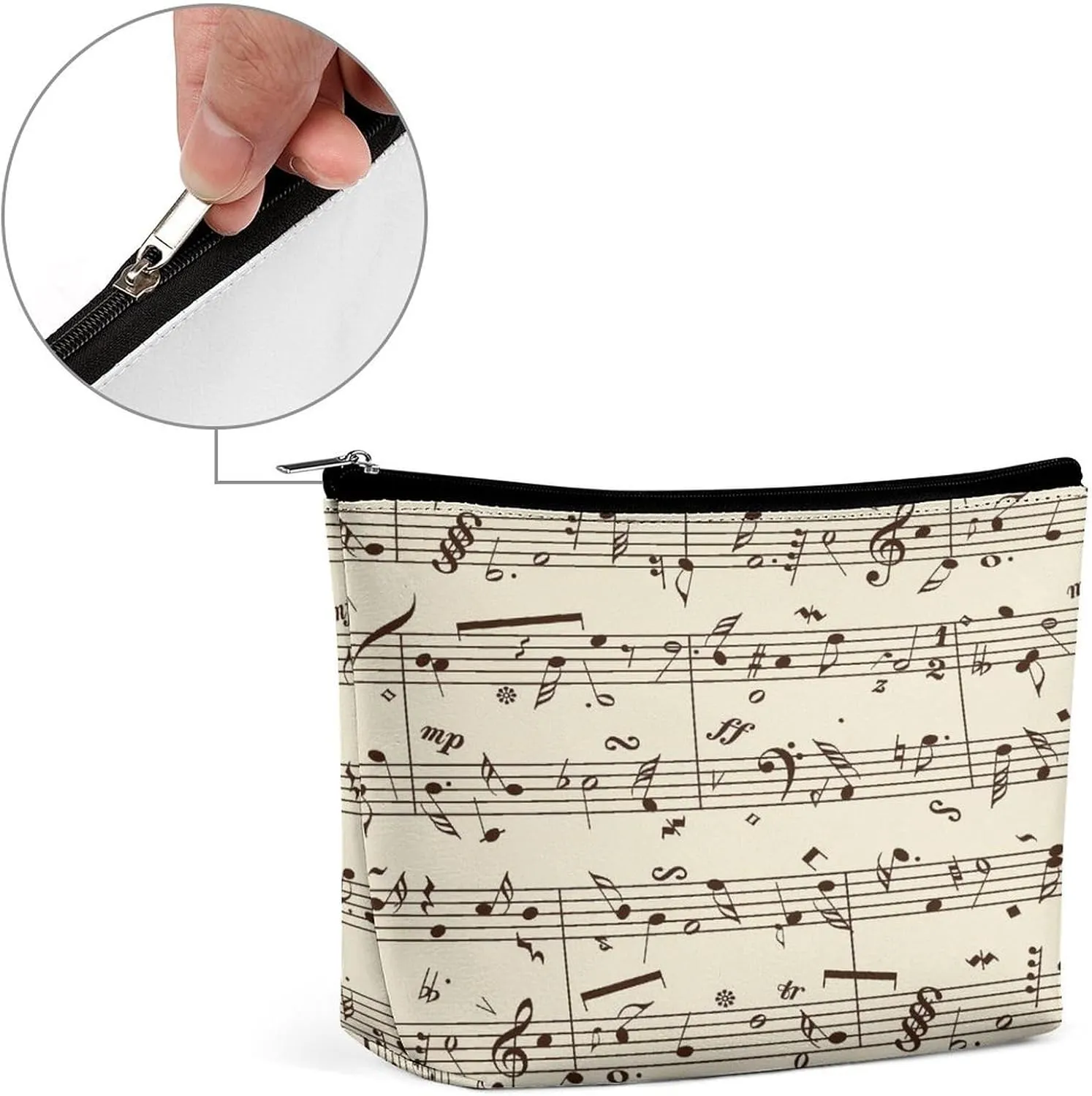 Women PU Leather Cosmetic Bag, Makeup Case Purse Holder Zipper Pouch Handbag Organizer Toiletry Storage 6.8x5.9x2.3 in