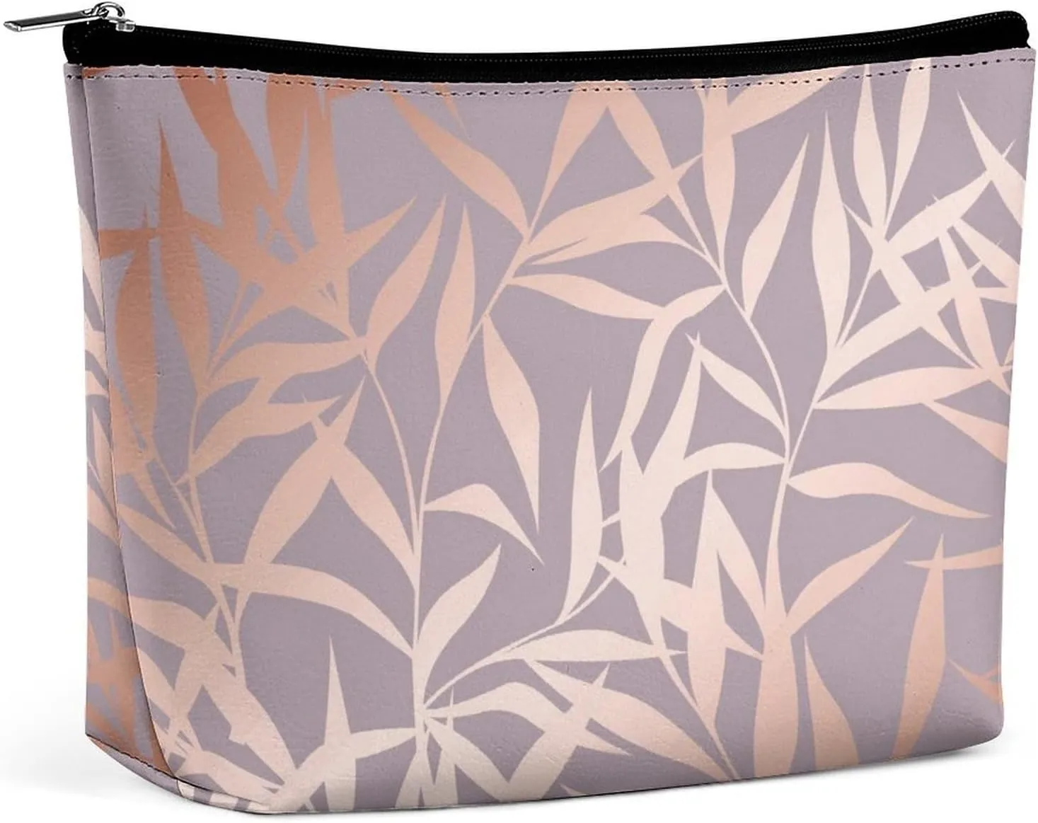 Women PU Leather Cosmetic Bag, Makeup Case Purse Holder Zipper Pouch Handbag Organizer Toiletry Storage 6.8x5.9x2.3 in