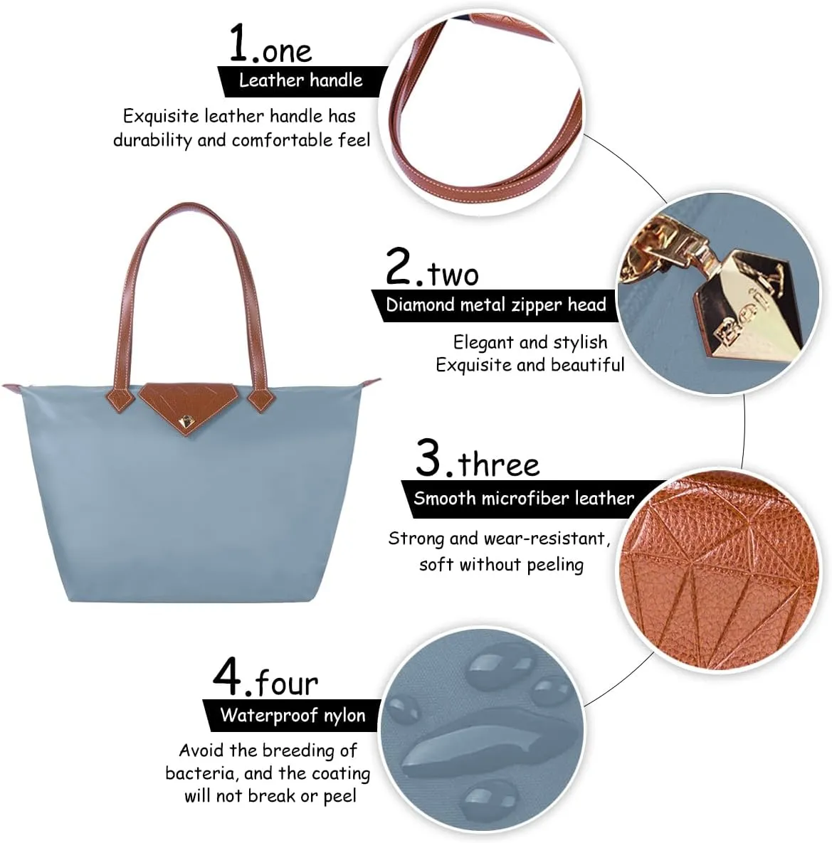 Women Tote Bag,Stylish Waterproof Nylon Ladies Shoulder Bag, Folding Beach Travel Bag for Work,Shopping, Large