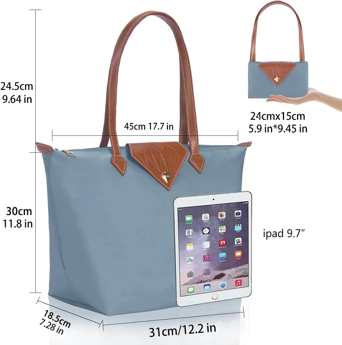 Women Tote Bag,Stylish Waterproof Nylon Ladies Shoulder Bag, Folding Beach Travel Bag for Work,Shopping, Large