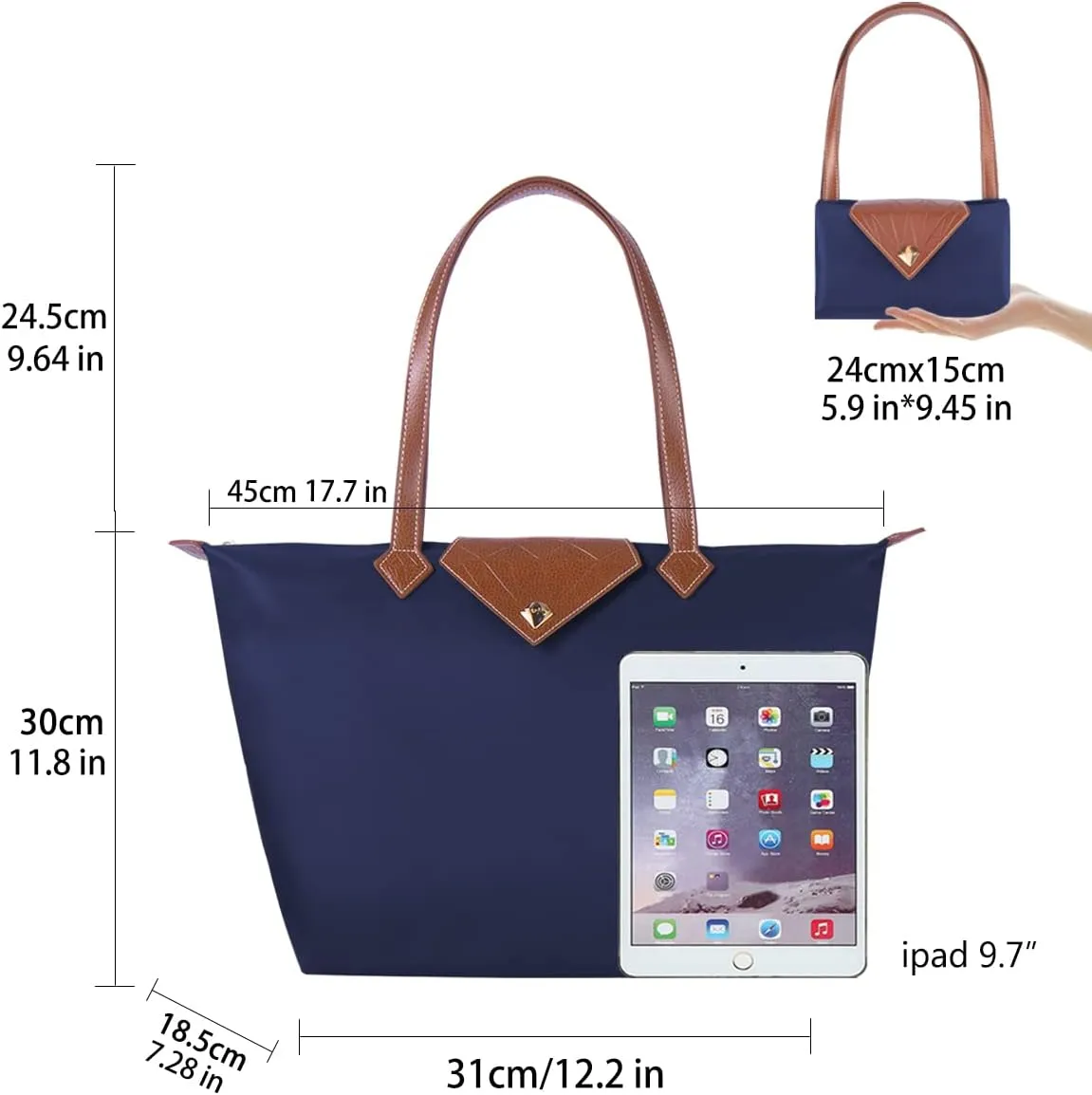 Women Tote Bag,Stylish Waterproof Nylon Ladies Shoulder Bag, Folding Beach Travel Bag for Work,Shopping, Large