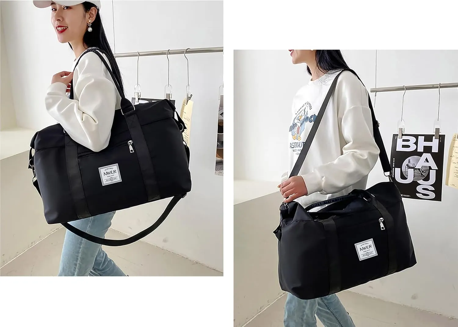 Women's Duffel for Travel, Carry-on for Airplane, Weekender Overnight Bag With Wet Pocket, Waterproof Sports Gym