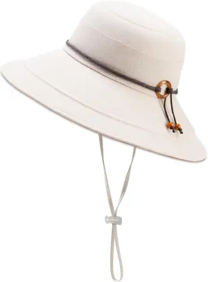 Womens Foldable Shapeable Brim Sun Hat UPF 50  Cotton Wide Brim Beach Adjustable Chin Strap Hat Sun Protection Cap