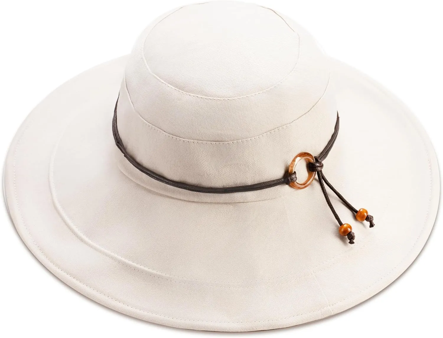 Womens Foldable Shapeable Brim Sun Hat UPF 50  Cotton Wide Brim Beach Adjustable Chin Strap Hat Sun Protection Cap