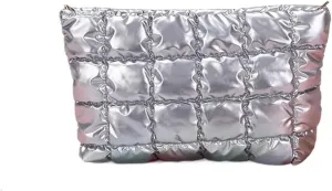 Women’s Stylish Cosmetic Handbag - Large Capacity Travel Makeup Organizer for Lipsticks and Essentials(Silver)