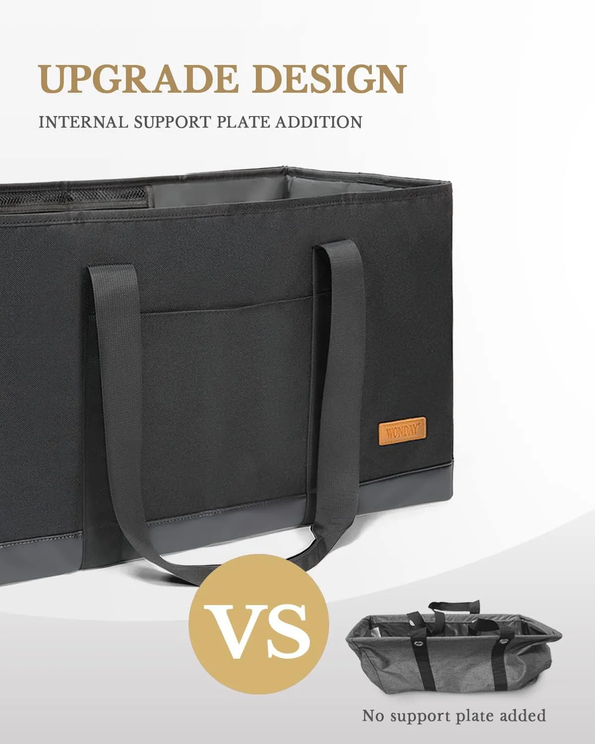 WONDAY Standing Extra Large Reusable Grocery Bag Carrier with Handle, Thirty One Utility Tote Foldable for Shopping and Beach