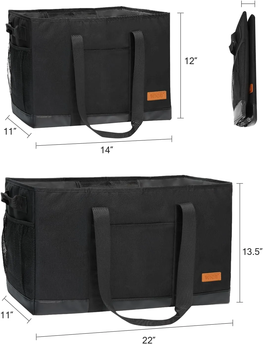 WONDAY Standing Extra Large Reusable Grocery Bag Carrier with Handle, Thirty One Utility Tote Foldable for Shopping and Beach