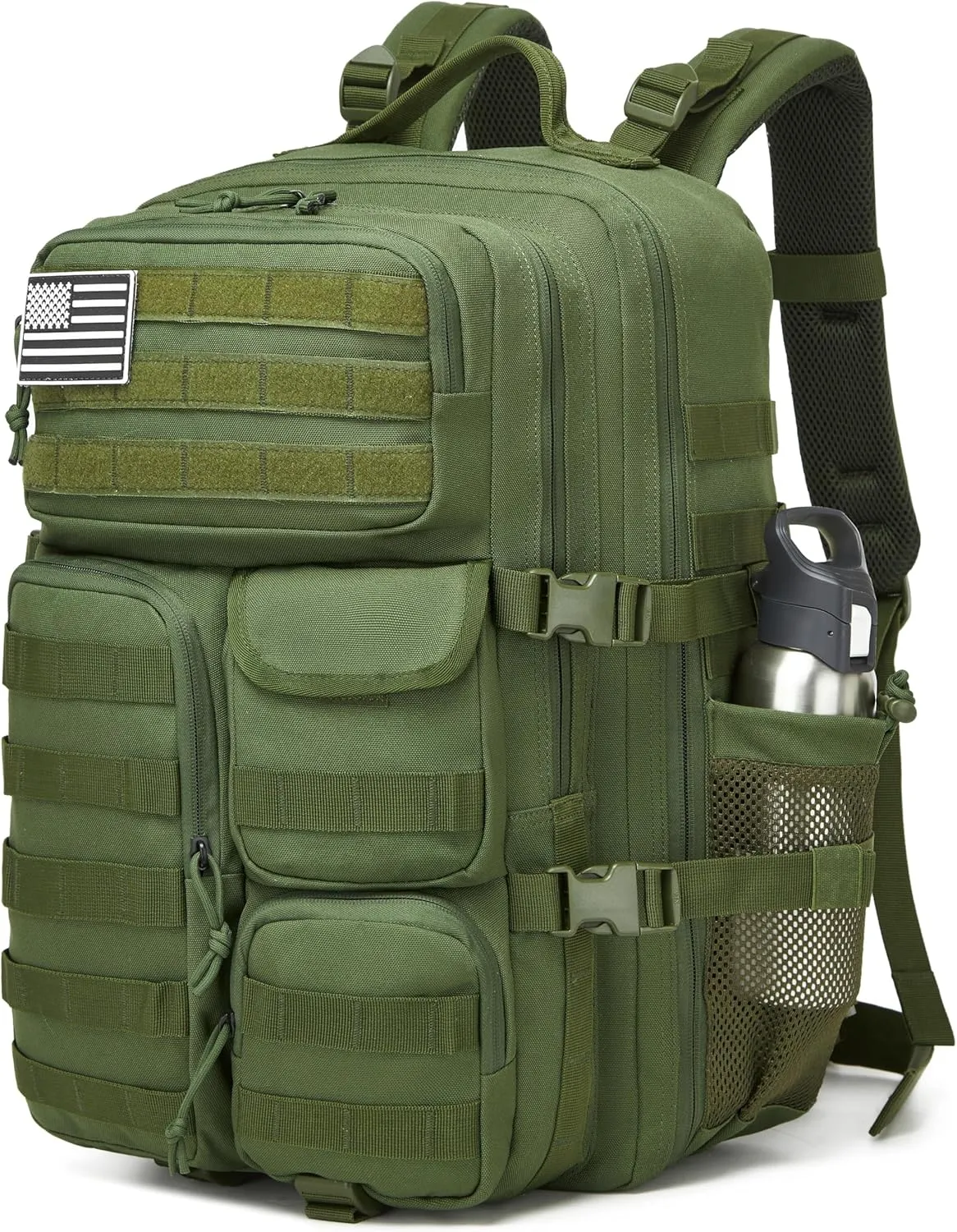 Wotony Tactical Backpack - Military waterproof backpack with multiple pockets and tactical gear for the outdoors (army green, 45L)