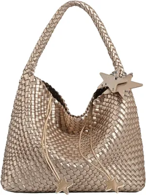 Woven Tote Bag for Women, Shoulder Handbags, Beach Hobo, Handwoven Satchel Underarm Bag, Top-Handle Bag With Purses