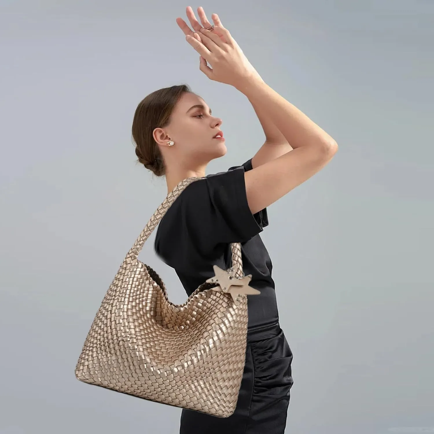 Woven Tote Bag for Women, Shoulder Handbags, Beach Hobo, Handwoven Satchel Underarm Bag, Top-Handle Bag With Purses