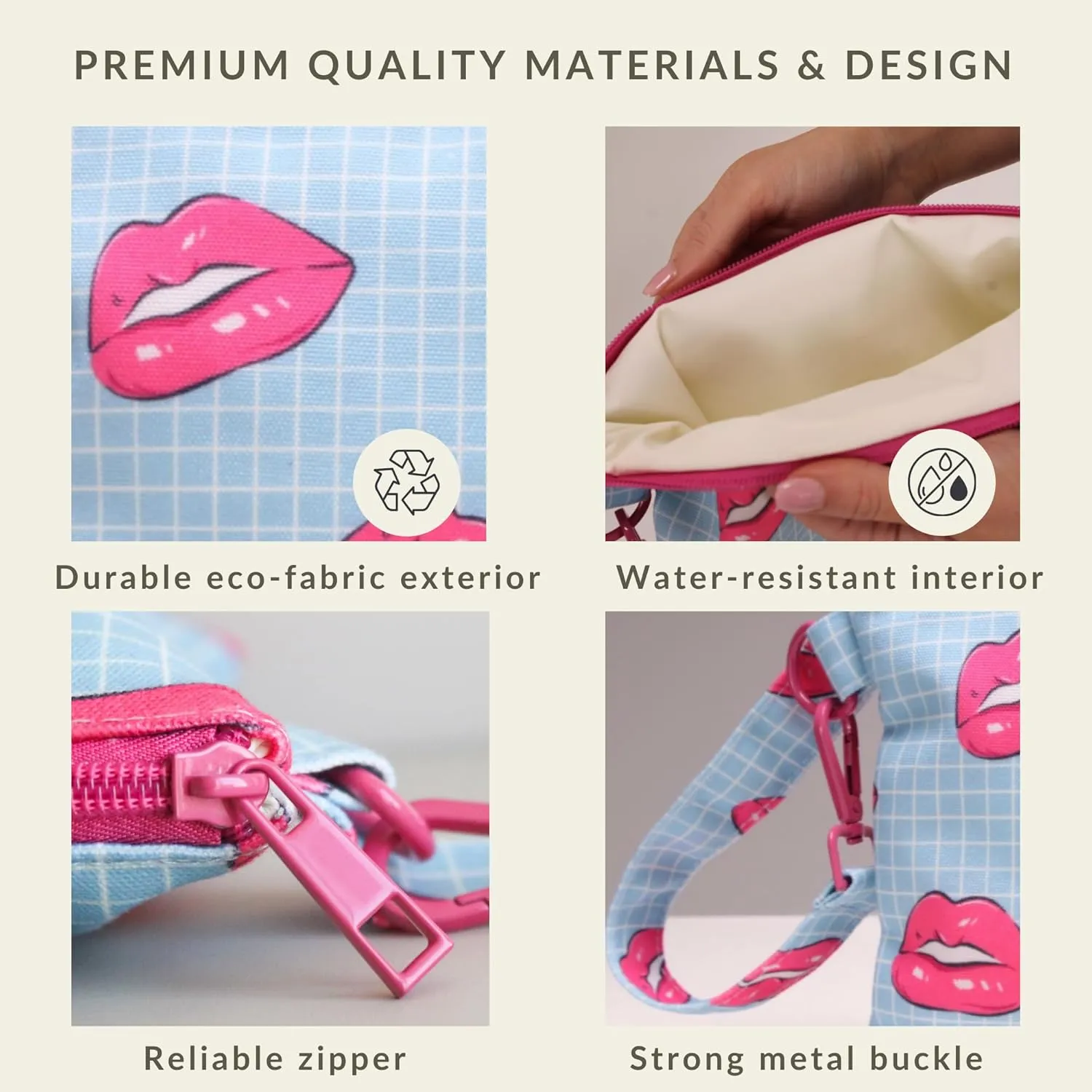 Wristlet Bag, Convenient Buckle Loop Strap, Ample Storage, Eco Fabric, Everyday Travel Vacation Accessory