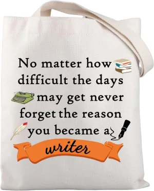 Writer Tote Bag Writing Gifts for Authors Writer Gifts Novelist Gift Writing Canvas Tote Bag Author Shoulder Reusable Bag